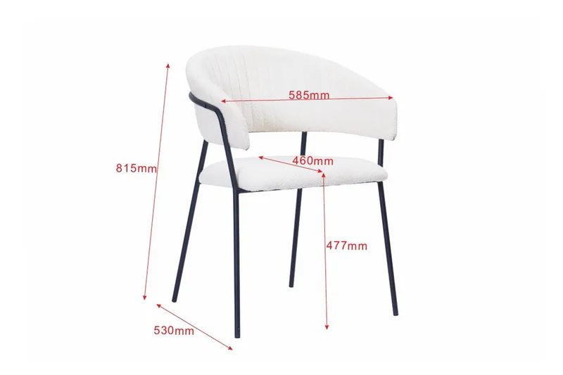 Karol Spisestol med armlener - Hvit bouclé / Metallben svart - Møbler - Stoler - Karmstol