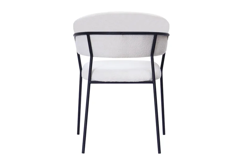 Karol Spisestol med armlener - Hvit bouclé / Metallben svart - Møbler - Stoler - Karmstol