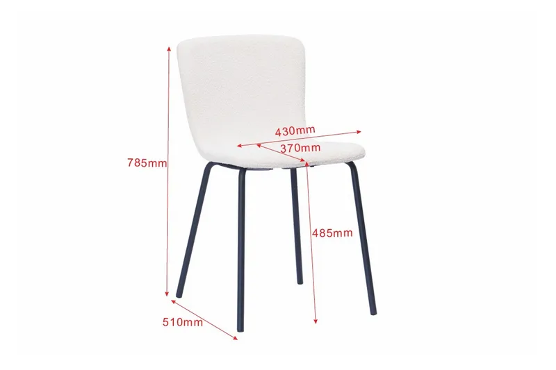 Katy Spisestol - Hvit bouclé / Metallben svart - Møbler - Stoler - Spisestuestoler & kjøkkenstoler