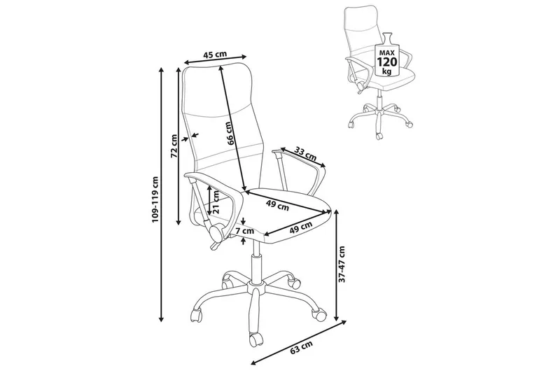 Kontorstol Design Grå/svart/sølv - Grå/svart/sølv - Møbler - Stoler - Kontorstol & skrivebordsstol