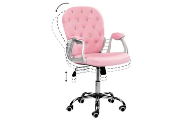 Kontorstol med krystaller Princess Rosa/svart/sølv - Rosa/svart/sølv - Møbler - Stoler - Kontorstol & skrivebordsstol