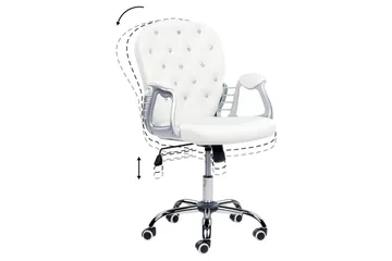 Kontorstol med krystaller Princess Hvit/Svart/Sølv - Hvit/Svart/Sølv - Møbler - Stoler - Kontorstol & skrivebordsstol