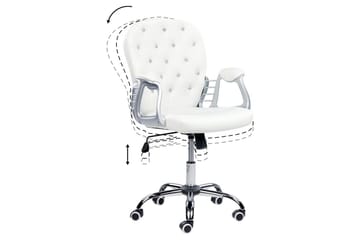 Kontorstol med krystaller Princess Hvit/Svart/Sølv - Hvit/Svart/Sølv - Møbler - Stoler - Kontorstol & skrivebordsstol