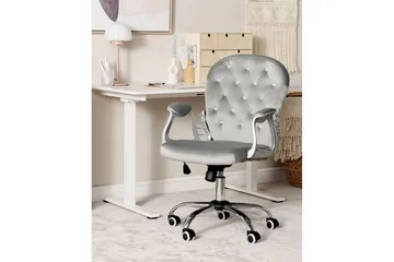 Kontorstol med krystaller Princess Grå/Sølv/Svart - Grå/Sølv/Svart - Møbler - Stoler - Kontorstol & skrivebordsstol