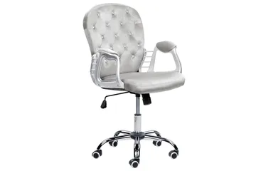 Kontorstol med krystaller Princess Grå/Sølv/Svart - Grå/Sølv/Svart - Møbler - Stoler - Kontorstol & skrivebordsstol