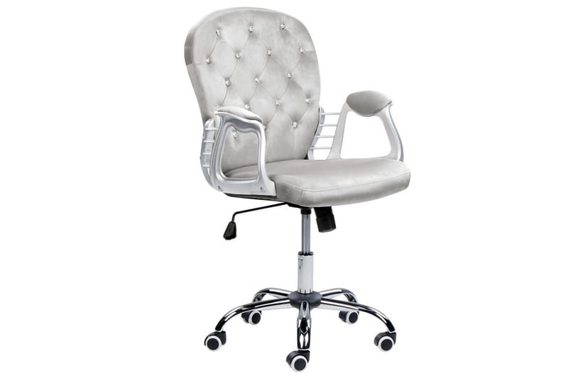 Kontorstol med krystaller Princess Grå/Sølv/Svart - Grå/Sølv/Svart - Møbler - Stoler - Kontorstol & skrivebordsstol