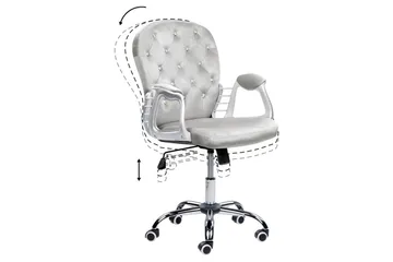 Kontorstol med krystaller Princess Grå/Sølv/Svart - Grå/Sølv/Svart - Møbler - Stoler - Kontorstol & skrivebordsstol