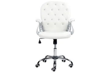 Kontorstol med krystaller Princess Hvit/Svart/Sølv - Hvit/Svart/Sølv - Møbler - Stoler - Kontorstol & skrivebordsstol