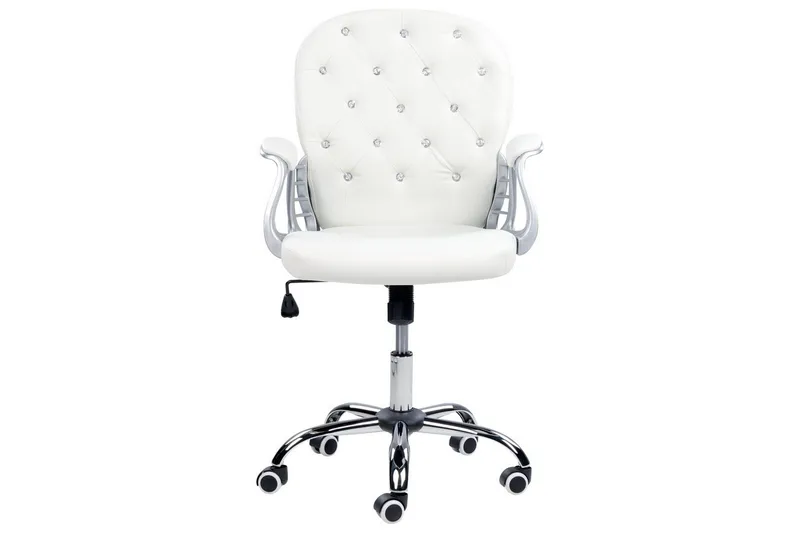 Kontorstol med krystaller Princess Hvit/Svart/Sølv - Hvit/Svart/Sølv - Møbler - Stoler - Kontorstol & skrivebordsstol