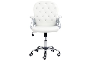 Kontorstol med krystaller Princess Hvit/Svart/Sølv - Hvit/Svart/Sølv - Møbler - Stoler - Kontorstol & skrivebordsstol