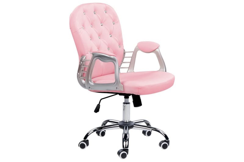 Kontorstol med krystaller Princess Rosa/svart/sølv - Rosa/svart/sølv - Møbler - Stoler - Kontorstol & skrivebordsstol