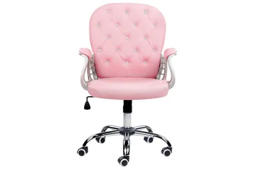 Kontorstol med krystaller Princess Rosa/svart/sølv - Rosa/svart/sølv - Møbler - Stoler - Kontorstol & skrivebordsstol