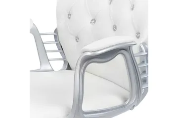 Kontorstol med krystaller Princess Hvit/Svart/Sølv - Hvit/Svart/Sølv - Møbler - Stoler - Kontorstol & skrivebordsstol