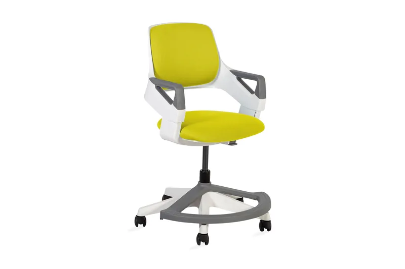 Barnestol ROOKEE i 4-14 år 64x64xH76-93cm gul/ hvit