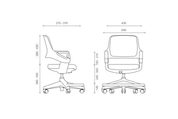 Barnestol ROOKEE til 4-14 år 64x64xH76-93cm - Møbler - Barnemøbler - Barnestol - Skrivebordstol barn