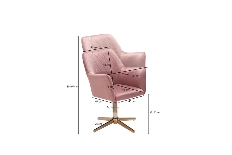 Clanton kontorstol med armlener - Rosa / Gull - Kontorstol & skrivebordsstol