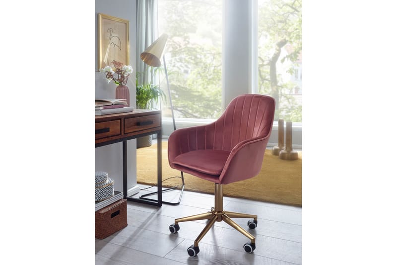 Hubdam kontorstol - Rosa/Gull - Møbler - Stoler - Kontorstol & skrivebordsstol