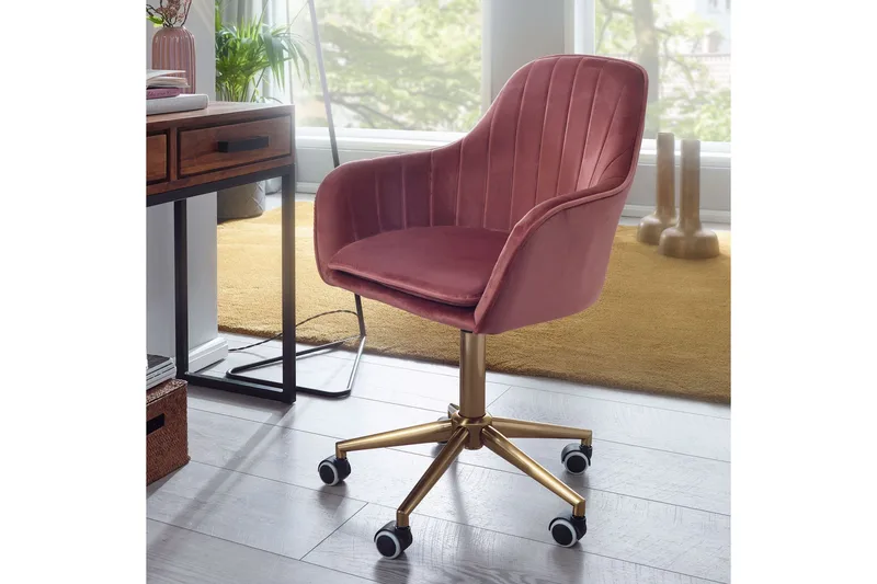 Hubdam kontorstol - Rosa/Gull - Møbler - Stoler - Kontorstol & skrivebordsstol