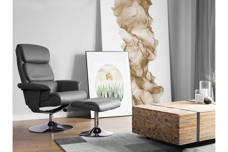 Legend Hvilstol med fotskammel - Grå - Møbler - Stoler - Lenestoler - Massasjestol