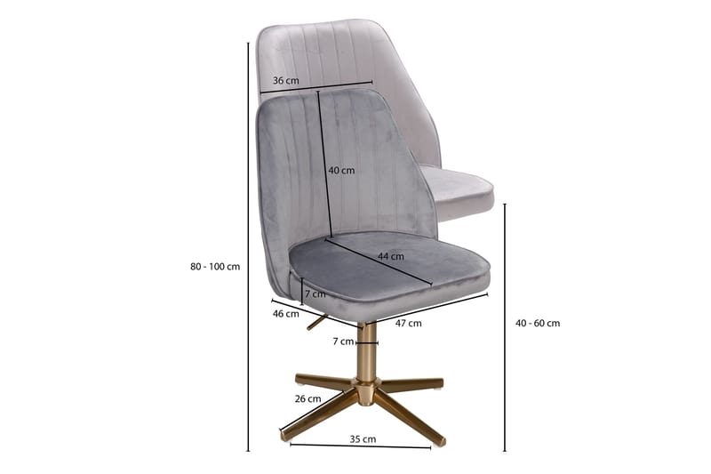 Willowdale kontorstol - Grå / Gull - Møbler - Stoler - Kontorstol & skrivebordsstol