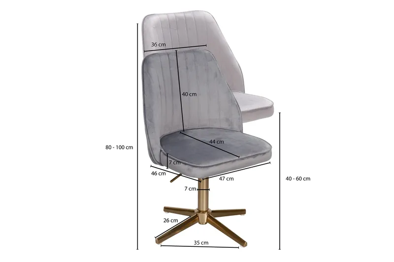 Willowdale kontorstol - Grå / Gull - Møbler - Stoler - Kontorstol & skrivebordsstol