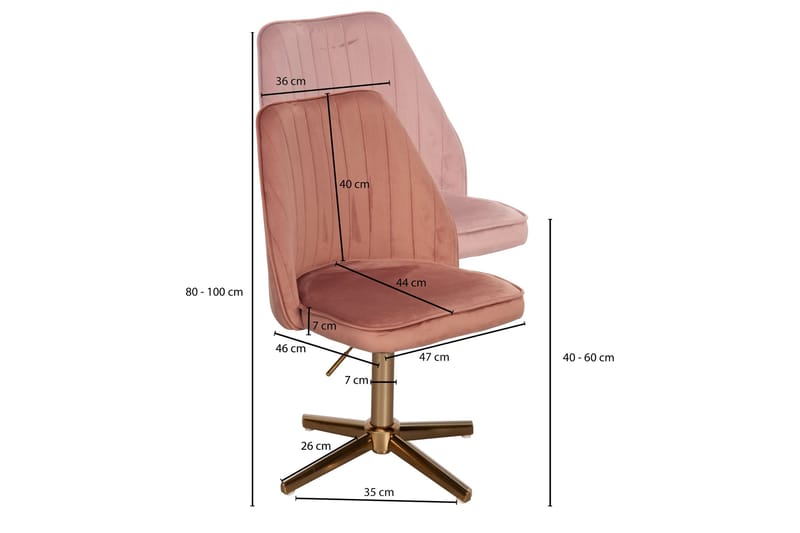Willowdale kontorstol - Rosa / Gull - Møbler - Stoler - Kontorstol & skrivebordsstol