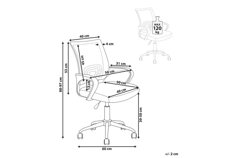 Kontorstol Solid Svart/Sølv - Svart/Sølv - Møbler - Stoler - Kontorstol & skrivebordsstol