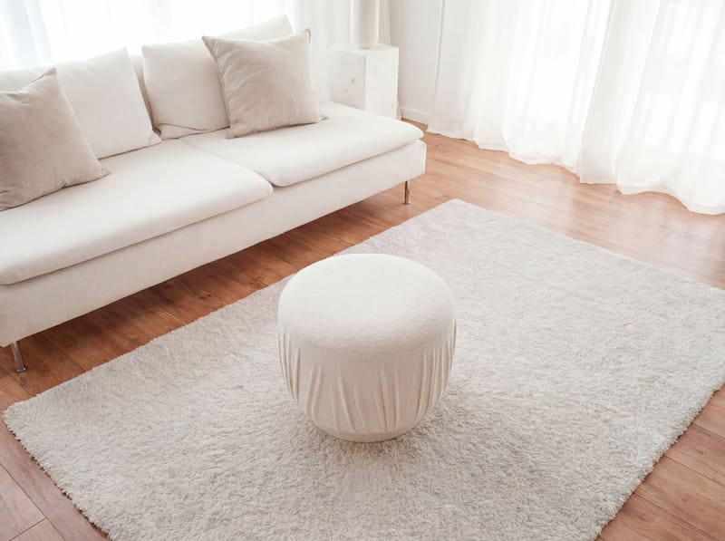 Älven rund sittepuff 50 cm i stoff - lys krem - Møbler - Stoler - Krakk - Puff