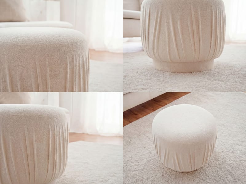 Älven rund sittepuff 50 cm i stoff - lys krem - Møbler - Stoler - Krakk - Puff
