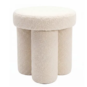 Ölvik rund sittepuff 40 cm i teddystoff - lys krem - Møbler - Stoler - Krakk - Puff