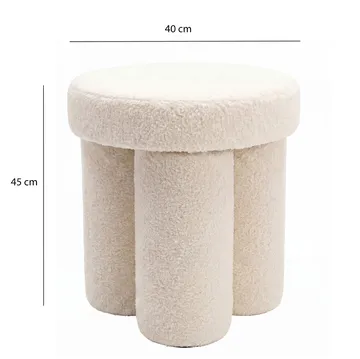 Ölvik rund sittepuff 40 cm i teddystoff - lys krem - Møbler - Stoler - Krakk - Puff