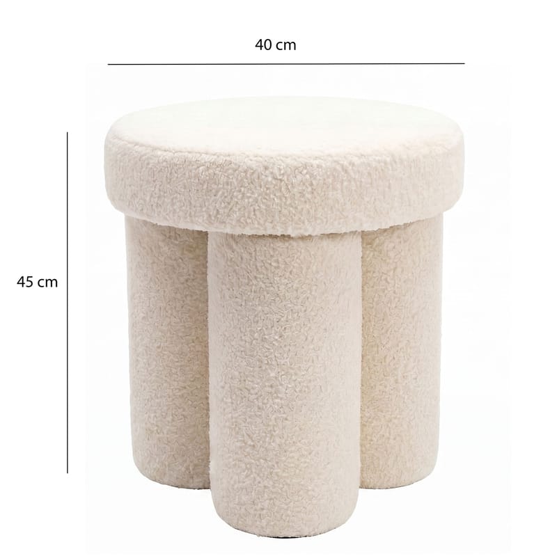 Ölvik rund sittepuff 40 cm i teddystoff - lys krem - Møbler - Stoler - Krakk - Puff