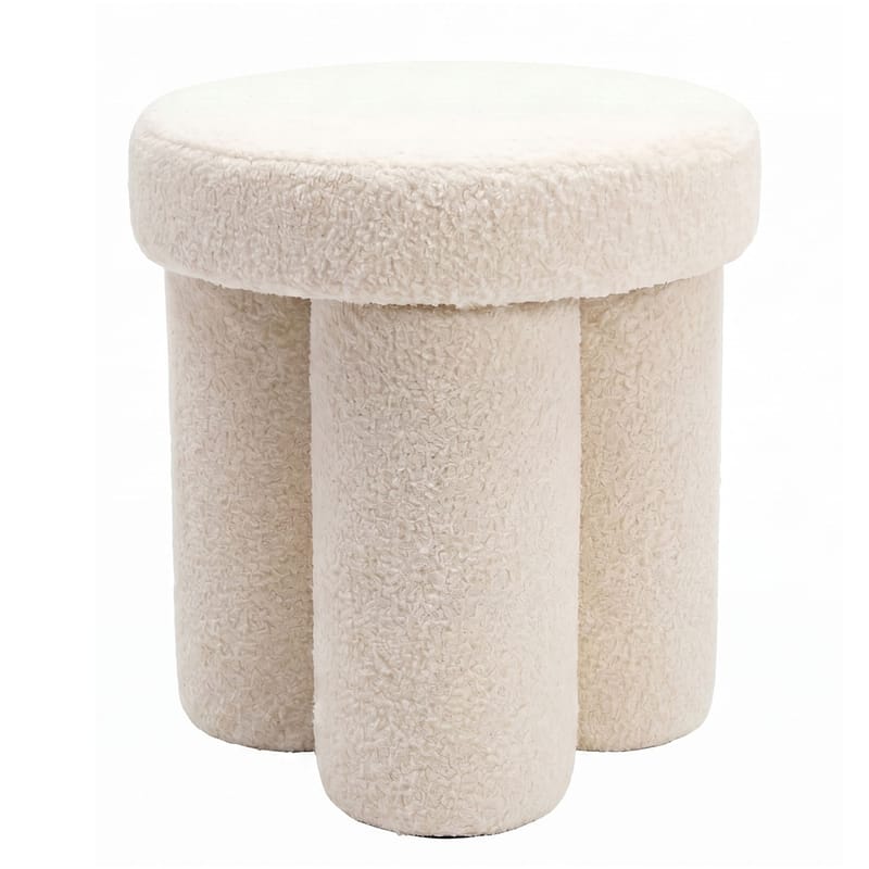 Ölvik rund sittepuff 40 cm i teddystoff - lys krem - Møbler - Stoler - Krakk - Puff