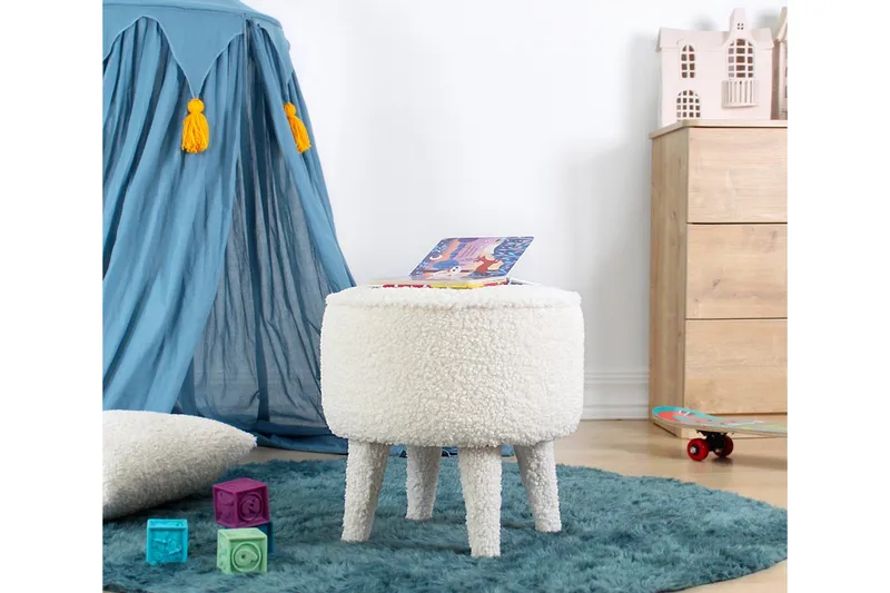 Anaro Sittepuff Rund - Hvit - Møbler - Stoler - Krakk - Puff