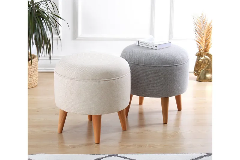 Anaro Sittepuff Rund - Beige - Møbler - Stoler - Krakk - Puff