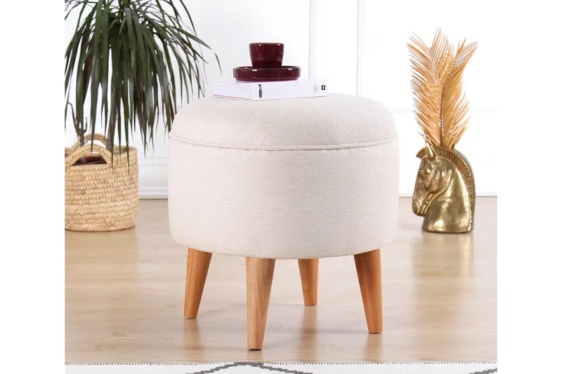 Anaro Sittepuff Rund - Beige - Møbler - Stoler - Krakk - Puff