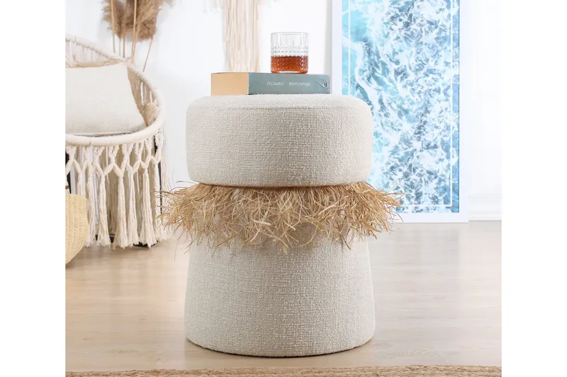 Anaro Sittepuff Rund - Beige - Møbler - Stoler - Krakk - Puff