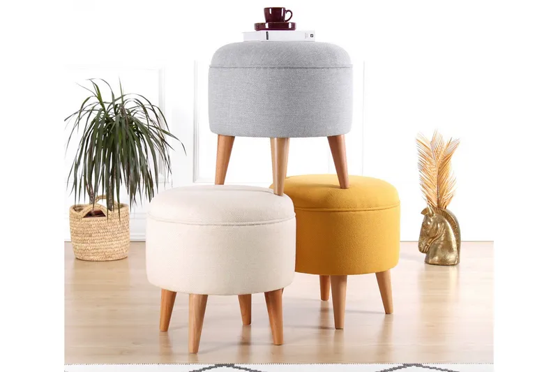 Anaro Sittepuff Rund - Beige - Møbler - Stoler - Krakk - Puff