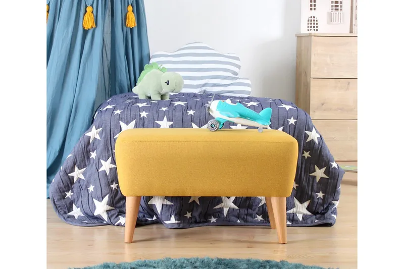 Anaro Puff 61 cm Rektangulær - Gul - Møbler - Stoler - Krakk - Puff