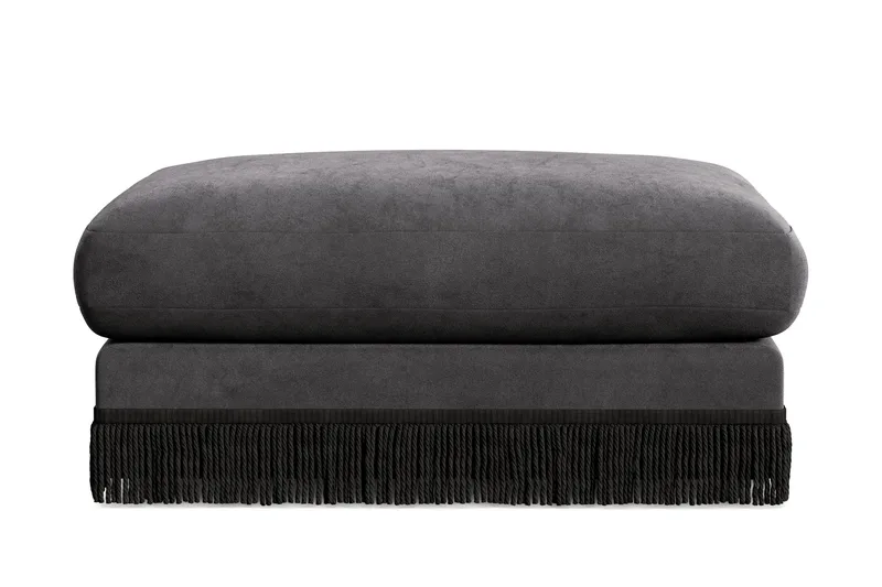 Adelsö by Gynning Rektangulær Fotskammel i fløyel, Mørkegrå