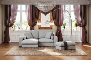 Adelsö by Gynning Rektangulær Fotskammel i stoff - Lysegrå - Møbler - Stoler - Krakk - Fotskammel