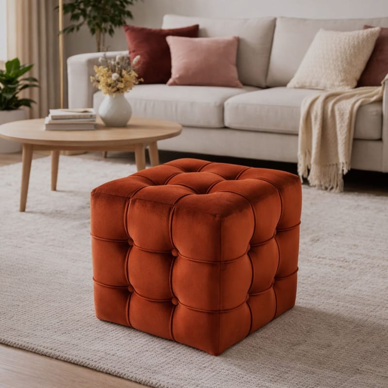 Ameias Sittepuff 42 cm - Oransje - Møbler - Stoler - Krakk - Puff