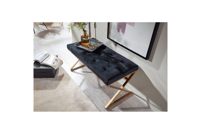 Benke Wohnling polstret Chesterfield-look med fløyelstrekk enkelt ramme - enkelt ramme - Møbler - Stoler - Krakk - Fotskammel