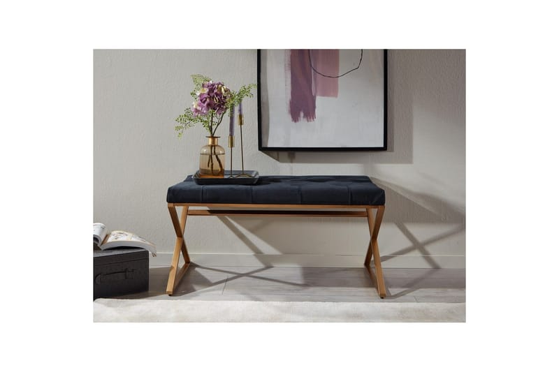 Benke Wohnling polstret Chesterfield-look med fløyelstrekk enkelt ramme - enkelt ramme - Møbler - Stoler - Krakk - Fotskammel