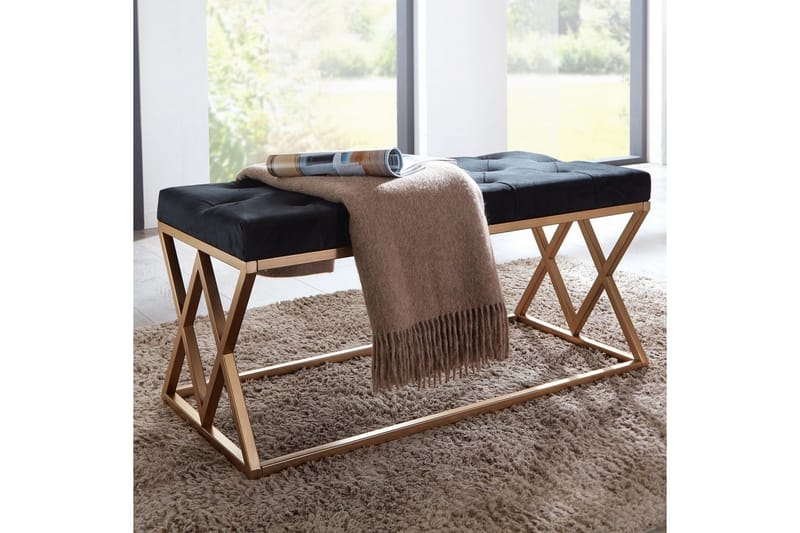 Benke Wohnling polstret Chesterfield-look med fløyelstrekk dobbel ramme - dobbel ramme - Møbler - Stoler - Krakk - Fotskammel