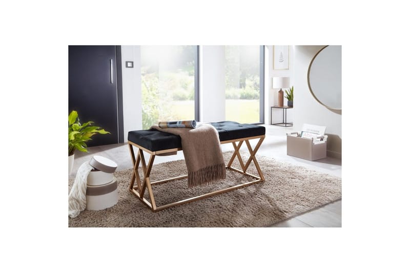 Benke Wohnling polstret Chesterfield-look med fløyelstrekk dobbel ramme - dobbel ramme - Møbler - Stoler - Krakk - Fotskammel