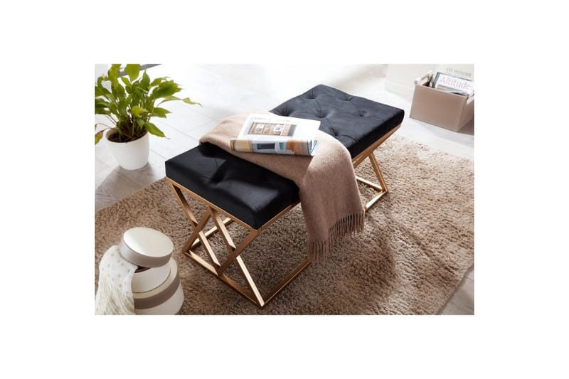 Benke Wohnling polstret Chesterfield-look med fløyelstrekk dobbel ramme - dobbel ramme - Møbler - Stoler - Krakk - Fotskammel