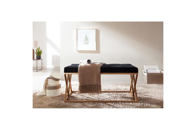 Benke Wohnling polstret Chesterfield-look med fløyelstrekk dobbel ramme - dobbel ramme - Møbler - Stoler - Krakk - Fotskammel