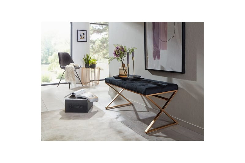 Benke Wohnling polstret Chesterfield-look med fløyelstrekk enkelt ramme - enkelt ramme - Møbler - Stoler - Krakk - Fotskammel