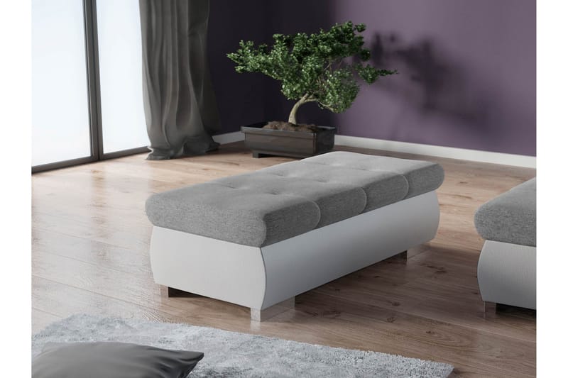 Cerys Fotskammel 120 cm - Hvit / Grå - Møbler - Stoler - Krakk - Fotskammel